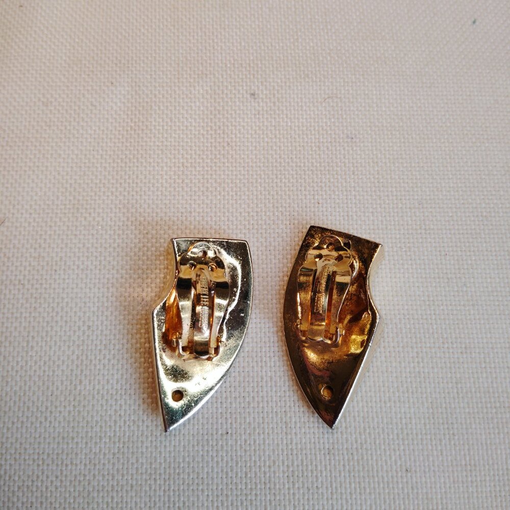 Robert Lee Morris Vintage Gold Plated Sculptural Clip On Earrings Signed - Picture 8 of 15